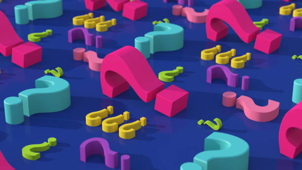 istock Group of bright colorful question marks. Abstract illustration, 3d render. 1312365300