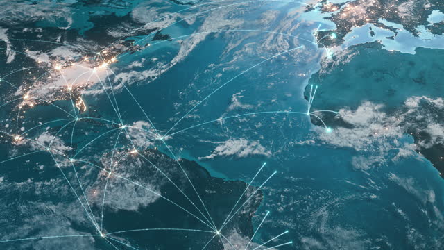 Global Connection Lines - Expanding Network - Global Business, Network Security, Spreading Pandemic