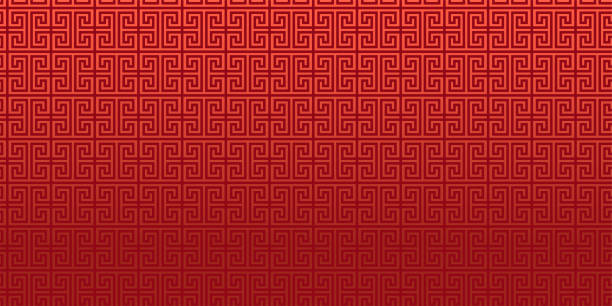illustrazioni stock, clip art, cartoni animati e icone di tendenza di sfondo vettoriale cinese rosso, motivo chiave greca, ornamento orientale, stendardo giapponese. texture asiatica o antica. - cultura greca