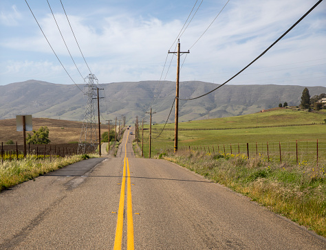 A country road in the wine region of south San Luis Obispo and Arroyo Grande. Shot taken in Arroyo Grande San Luis Obispo county California at 6:00pm