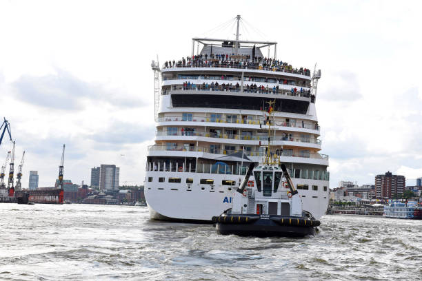 The cruise ship AIDAsol from behind in Hamburg, Germany, Europe