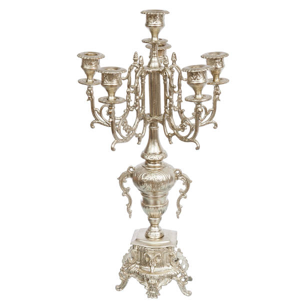 istock A Vintage Antique Silver Candlestick on White Background 1312375149