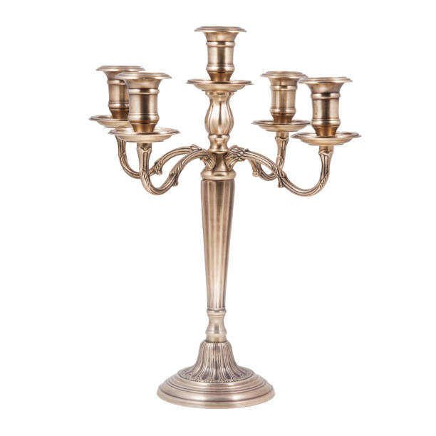 istock A Vintage Antique Silver Candlestick on White Background 1312375159