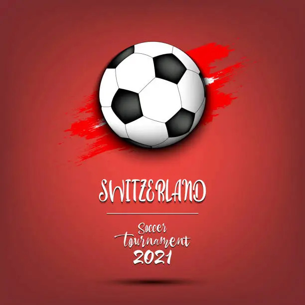 Vector illustration of Soccer ball on the flag of Switzerland