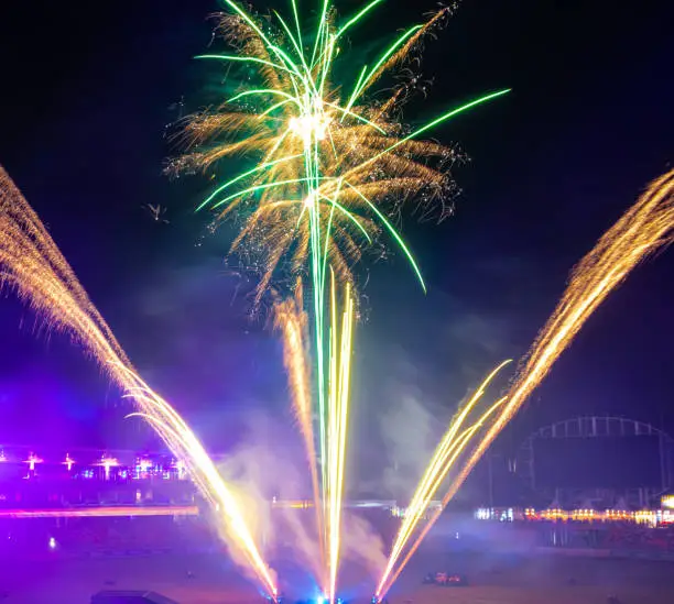 light glowing colours of Easter Show of the fireworks producing beautiful lighting rainbow colourful effects