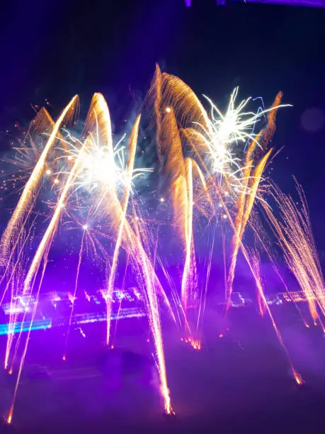 light glowing colours of Easter Show of the fireworks producing beautiful lighting rainbow colourful effects
