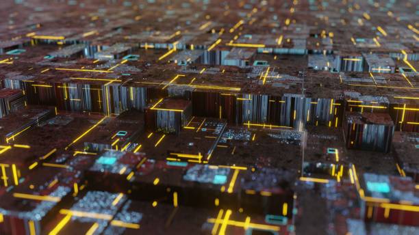 istock Digital objects in the form of cubes Network Concept 1312386100