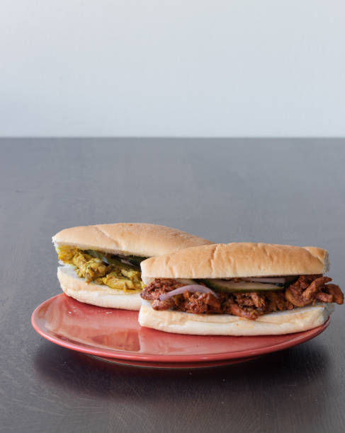 istock Colorful Indian, surinamese sandwiches on a table with colorful drinks 1312387599