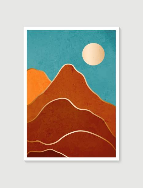 istock Modern minimalist art print. Abstract mountain contemporary aesthetic backgrounds landscapes. Arts design for wall framed prints, poster, cover, home decor, canvas prints, wallpaper. 1312388367