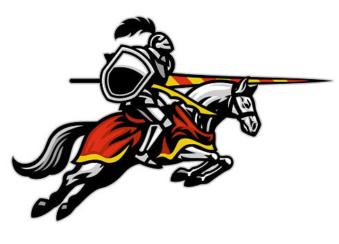 vector of medieval jousting sport player ride running horse