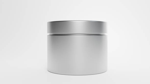 istock Metallic Plasstic Jar Mockup on white background font view  3D rendering 1312391853