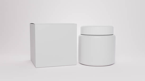 istock Matte Plasstic Jar Mockup on white background font view  3D rendering 1312391859