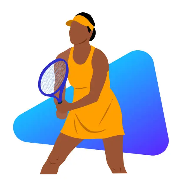 Vector illustration of Tennis Ready Female Player Red Mustard