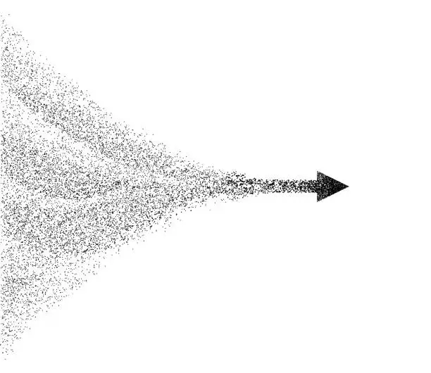 Vector illustration of particles arrow
