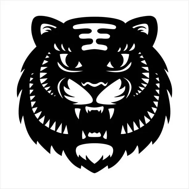 Vector illustration of Tiger head, tiger, papercut tiger, chinese zodiac, year of the tiger