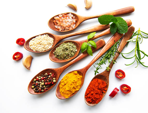 istock Various spices isolated on white background, top view 1312403126