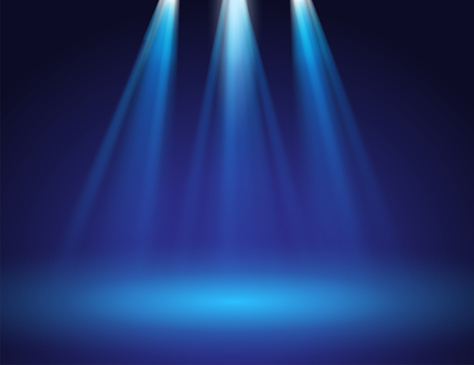 blue stage spotlights