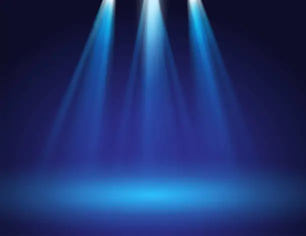 Vector illustration of blue stage spotlights