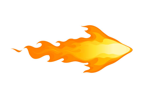 illustrations, cliparts, dessins animés et icônes de flèche de feu - fireball orange flame burnt
