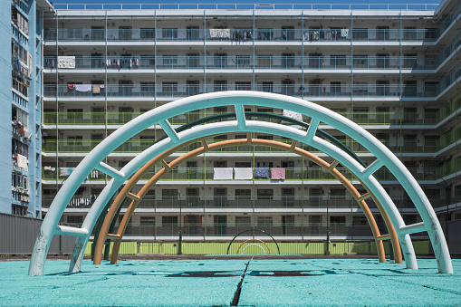 Playground in retro public housing real estate, of Hong Kong