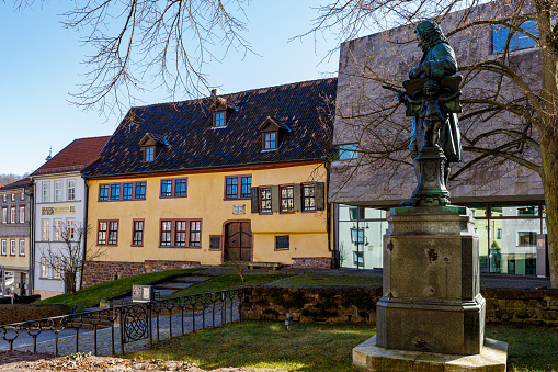Eisenach, Thuringia, Germany - March 02, 2021: The house of Johann Sebastian Bach in Eisenach Thuringia