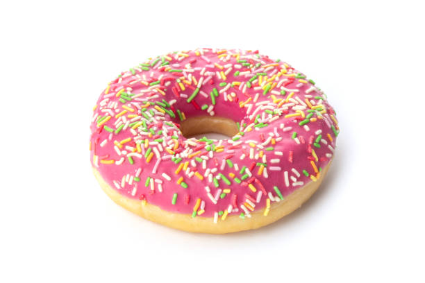 istock Donut with sprinkles isolated on white background top view 1312411947