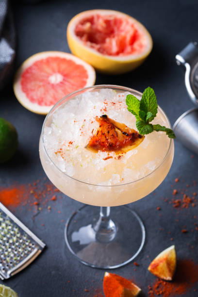 istock Frozen Mezcal or mescal Paloma cocktail with grilled grapefruit 1312414212