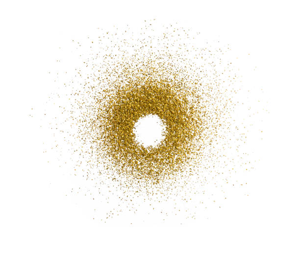 istock Golden splash or glittering spangles round frame with empty center. Golden glittering circle. 1312414992