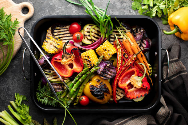 istock Freshly grilled vegetables in a grilling sheet pan 1312417528