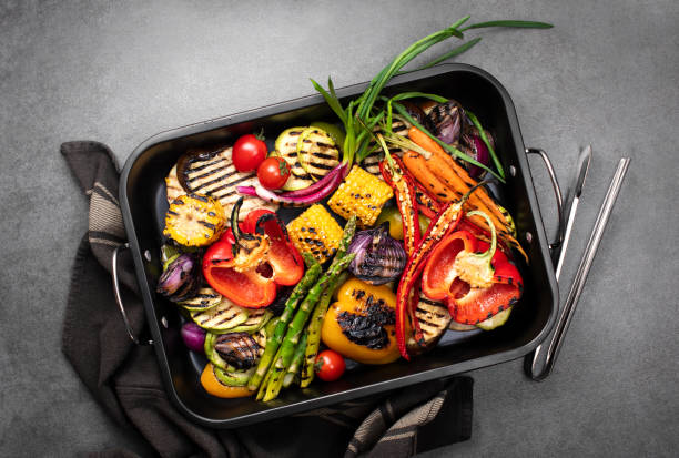 istock Freshly grilled vegetables in a grilling sheet pan 1312417540