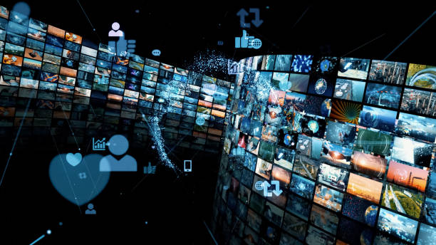 istock Social networking service. Streaming video. communication network. 3D illustration. 1312417734