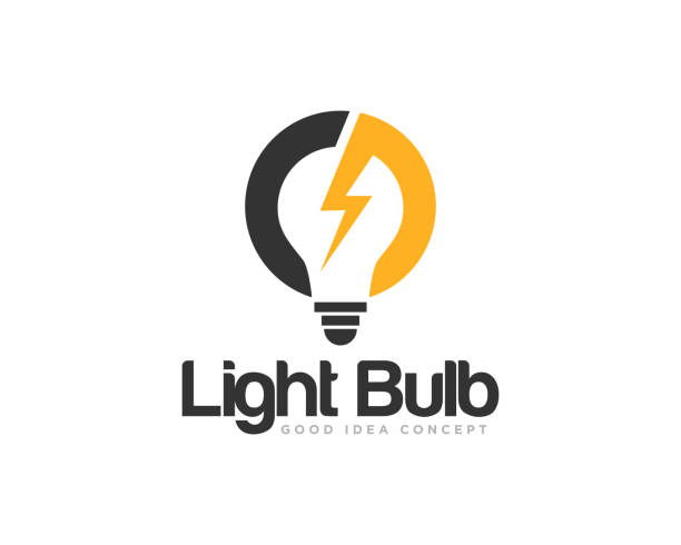 ilustrações, clipart, desenhos animados e ícones de vetor de design do ícone do logotipo da lâmpada - household equipment light bulb compact fluorescent lightbulb lighting equipment