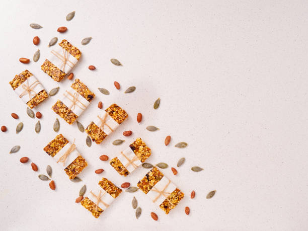 istock Cereal granola bar with nuts and berries. 1312421650