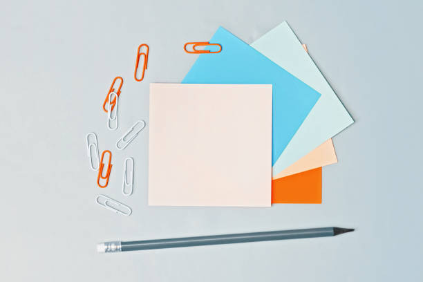 istock Close up of blank note on the table. Top view 1312421685