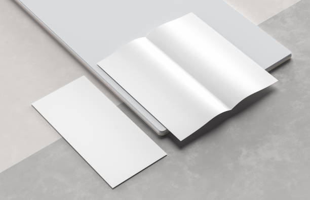 istock Bi-fold brochure mock up isolated on white background. 3D illustration. 1312422917