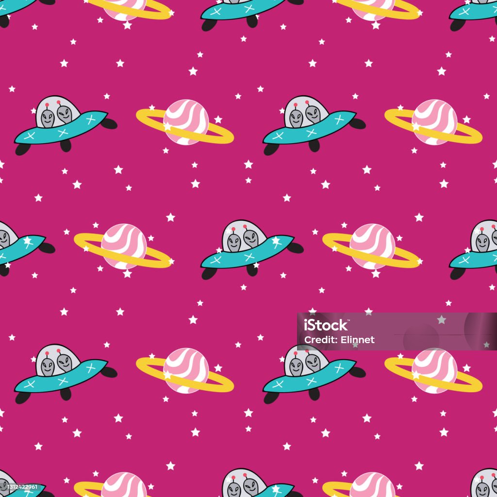 Repeatable Space Pattern Colorful Outer Space Repeat Pattern On Pink Background Stock ...