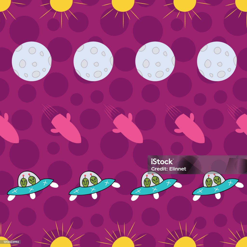 Space Repeat Pattern On Purple Background Stock Illustration - Download ...