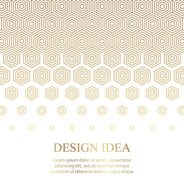 Vector illustration of Geometric background with golden hexagons or honeycombs on a white background.