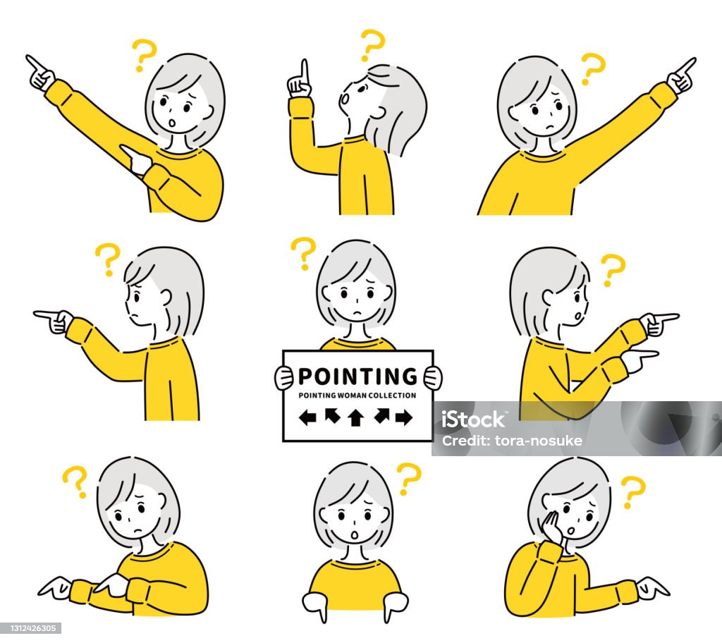 Pointing In Direction A Woman Pointing In Various Directions Stock Illustration - Download ...