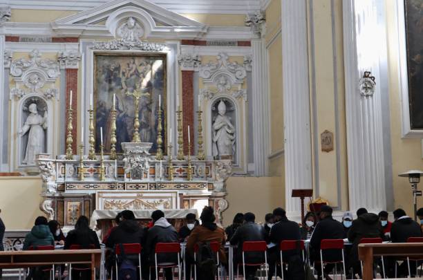 Naples - Italian lesson in the Basilica of San Severo Fuori le Mura stock photo