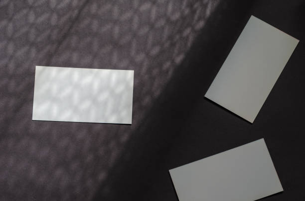istock Minimalist light and shadow composition with business cards on g 1312429249