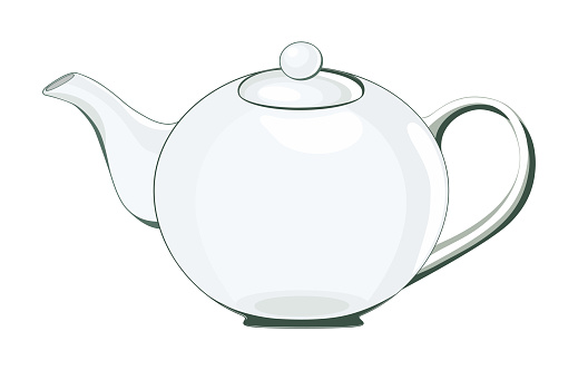 Glass Teapot. Close-up. Tea utensils Isolated white