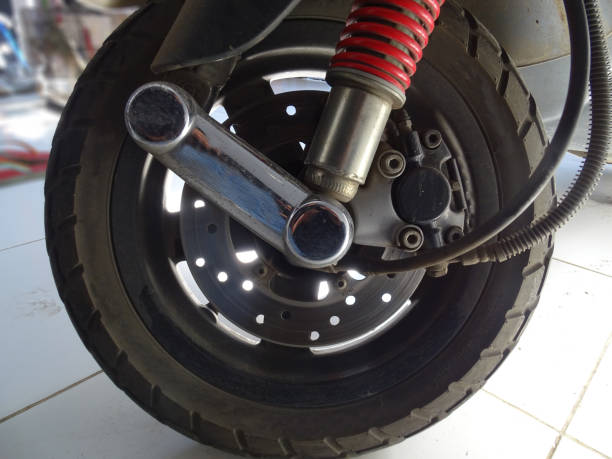 istock The front wheel of the scooter 1312436724