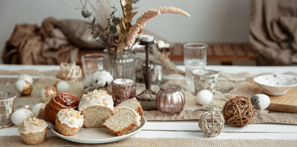 istock A beautifully set table for Easter with decorative details and pastries. 1312437004