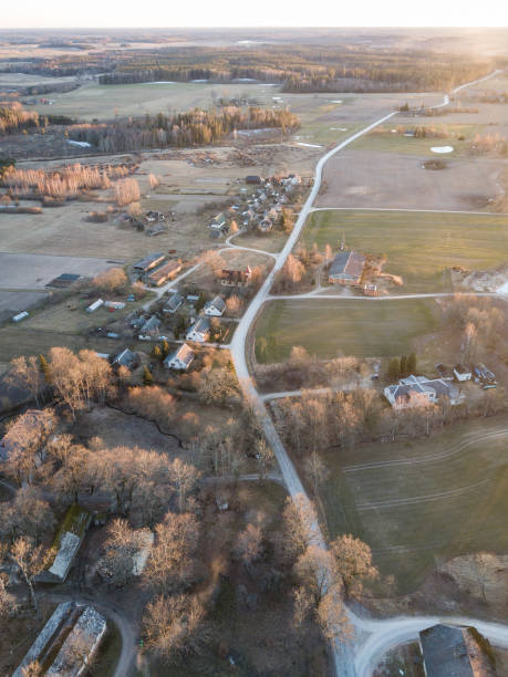 istock Village Snepele in Latvia, captured from above 1312437821