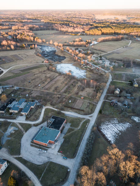 istock Village Snepele in Latvia, captured from above 1312437825