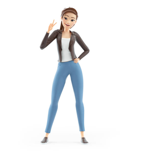 istock 3d cartoon woman peace hand sign 1312437894