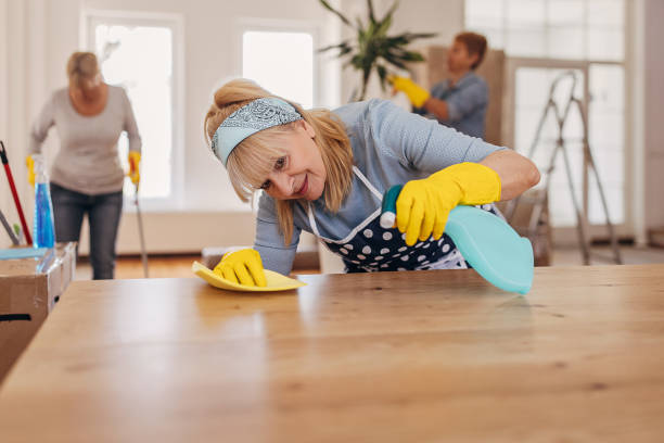 istock Woman cleaning dining table 1312438207