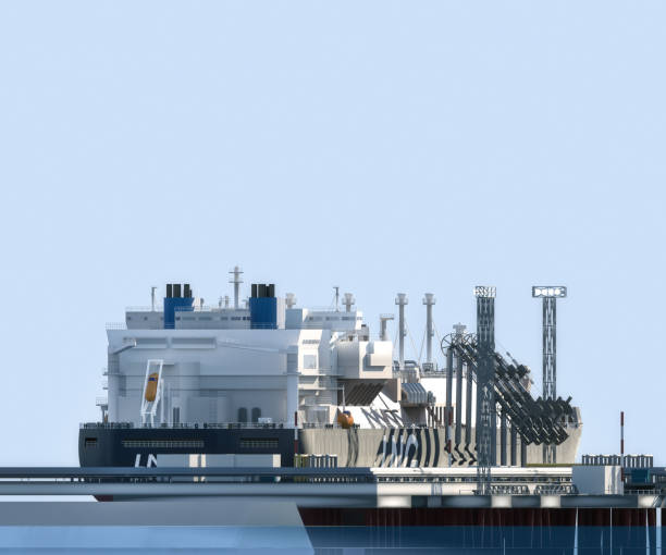 istock Gas carrier at the pier. 3d-rendering 1312440675