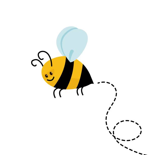 Print Cute little bee with cartoon style. Vector illustration bee clipart stock illustrations